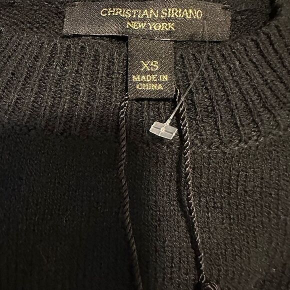 Christian Siriano Pointelle Pull Over Sweater black size XS NWT - Picture 7 of 9